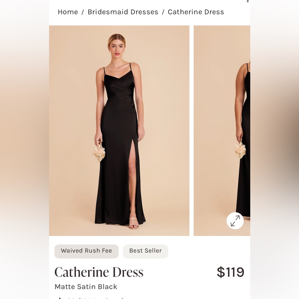 Birdy Grey Catherine Black Matte Satin Bridesmaid Dress